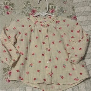 Zara Kids Cream Shirt with Red and Pink Floral Pattern